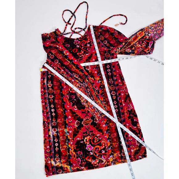 ANTHROPOLOGY Womens Dress Velvet Mini Cocktail Dress Size 4 Burgundy Red Orange - Picture 8 of 15